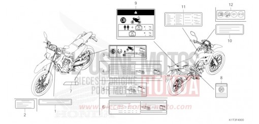 ETIQUETTE DE PRECAUTIONS (CRF300L/LA) CRF300LAM de 2021